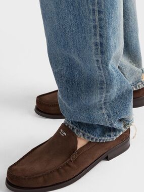 Prada Loafers Distressed Suede Chocolate Brown SIZE EU 38.5 US 8.5